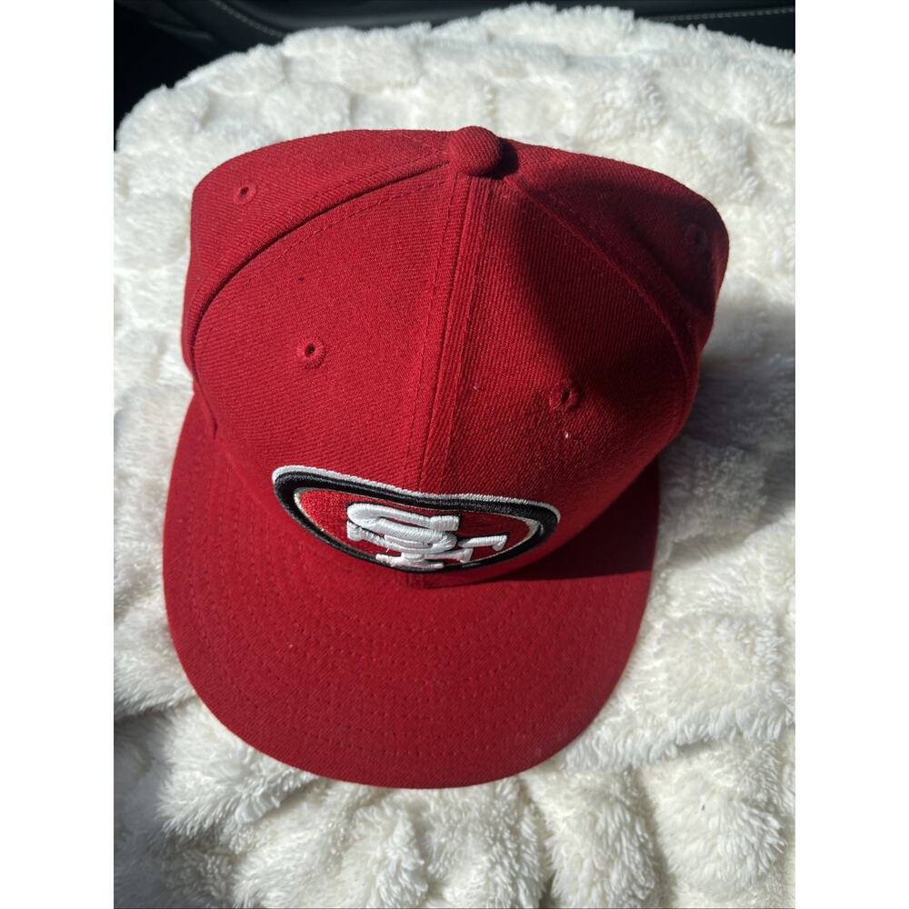 San Francisco 49ers Hat Cap Fitted Size 7 5/8 Red NFL Logo New Era 59fifty - Picture 5 of 8